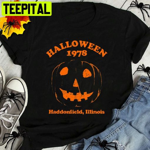 Funny Pumpkin Halloween 1978 Haddonfirld Illinois Unisex T-Shirt