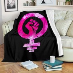 Girl Power Barbell Fleece Blanket Throw Blanket Gift