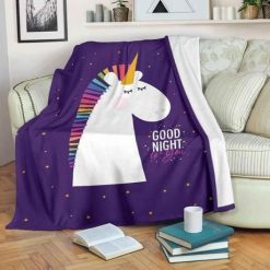 Good Night Unicorn Fleece Blanket Throw Blanket Gift