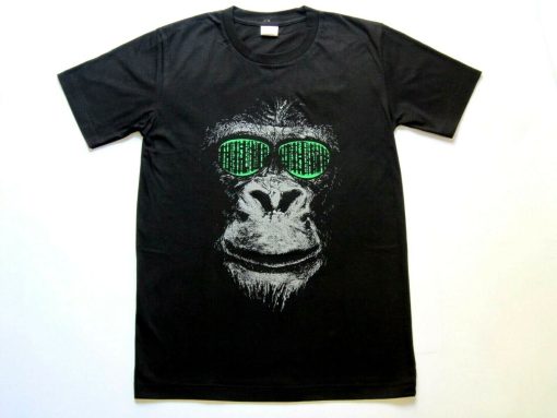 Gorilla Monkey Ape Matrix Glasses Banksy Inspired Graphic Unisex T-Shirt