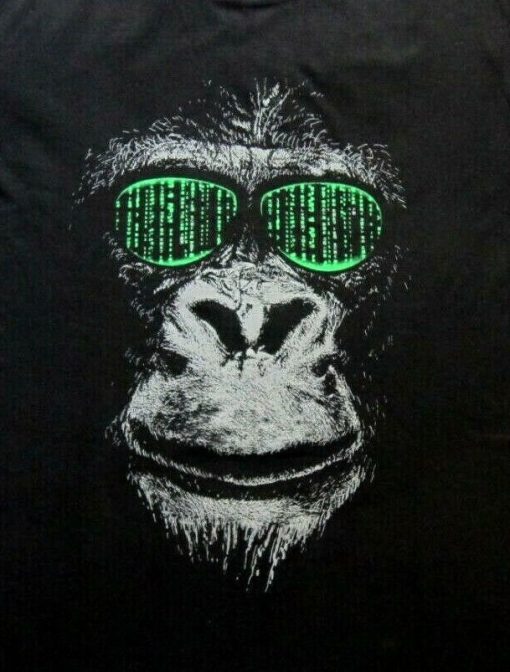 Gorilla Monkey Ape Matrix Glasses Banksy Inspired Graphic Unisex T-Shirt