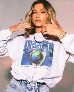 Hailey Baldwin Jesus Religion Bible Peace On Earth Hailey Bieber Unisex Sweatshirt