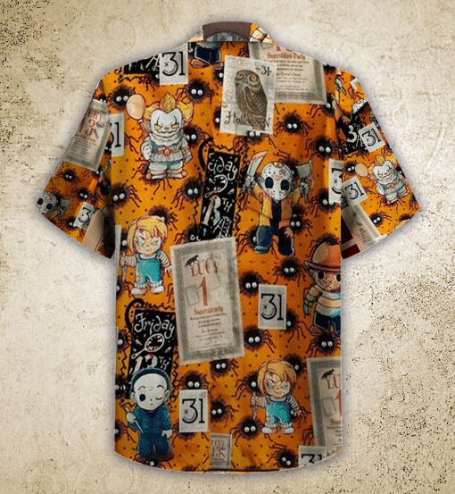 Horror 3d All Over Print Summer Button Design For Halloween Hawaii Shirt