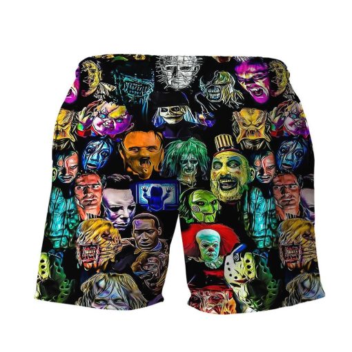 Horror Characters 3d & Hawaiian Short For Men Summer Button Design For Halloween Hawaii Shirt