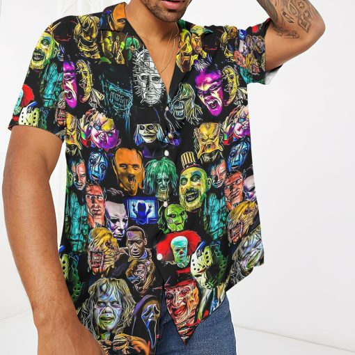 Horror Characters 3d & Hawaiian Short For Men Summer Button Design For Halloween Hawaii Shirt