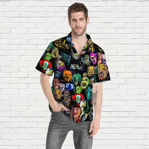 Horror Characters 3d & Hawaiian Short For Men Summer Button Design For Halloween Hawaii Shirt