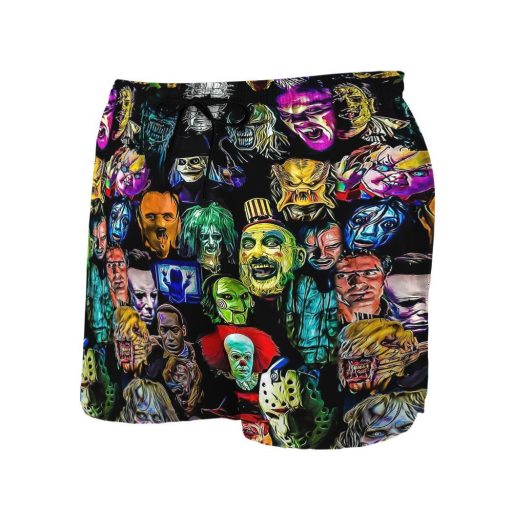 Horror Characters 3d & Hawaiian Short For Men Summer Button Design For Halloween Hawaii Shirt