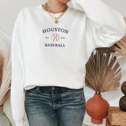 Houston Baseball Embroidered Retro Vintage Unisex Sweatshirt