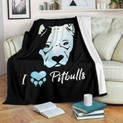 I Love Pitbulls Fleece Blanket Throw Blanket Gift