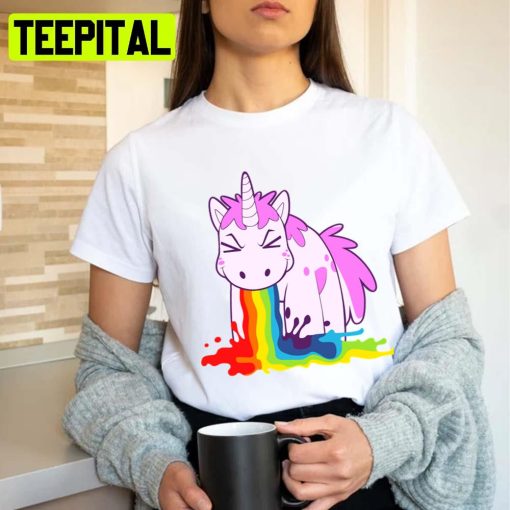 I Puke Rainbows Unicorn Illustration Unisex T-Shirt