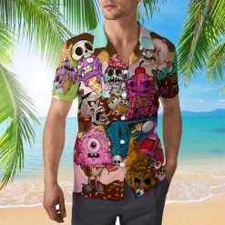 Ice Cream Zombie 3d All Over Print Button Design For Halloween Hawaii Shirt