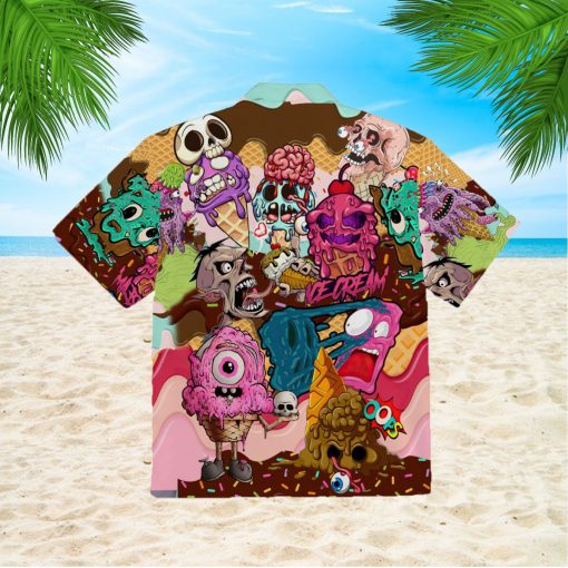 Ice Cream Zombie 3d All Over Print Button Design For Halloween Hawaii Shirt