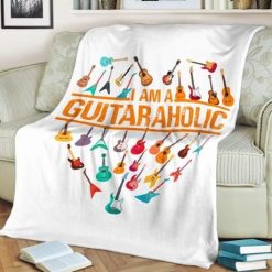 I’m A Guitar Aholic Design For Music Lovers Best Seller Fleece Blanket Throw Blanket Gift