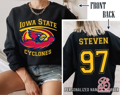 Iowa State Cyclones Football Ncaa Sports Front Back Customized Text Number Unisex Sweatshirt