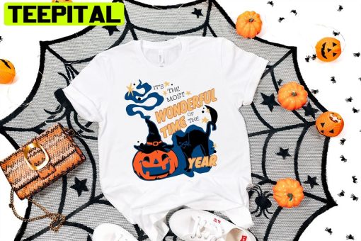 It’s The Most Wonderful Time Of The Year Halloween Black Cat Pumpkin Spooky Season Unisex T-Shirt