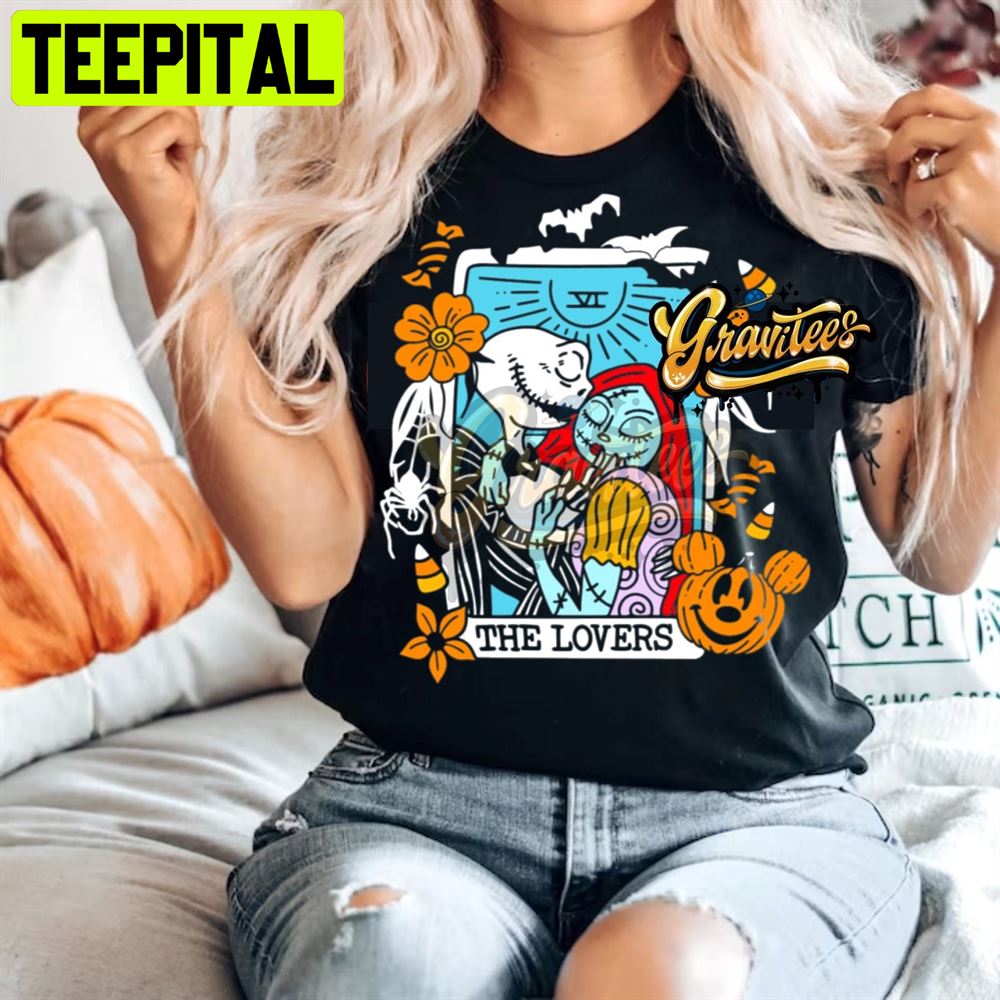Jack And Sally The Nightmare Before Christmas Tarot Lovers Unisex T-Shirt