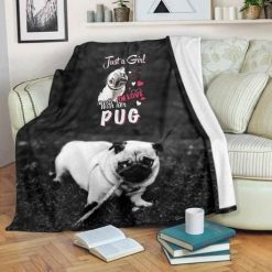 Just A Girl In Love With Her Pug Best Seller Fleece Blanket Throw Blanket Gift