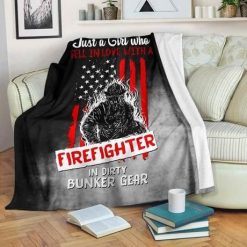 Just A Girl Who Fell In Love With A Firefighter Best Seller Fleece Blanket Throw Blanket Gift