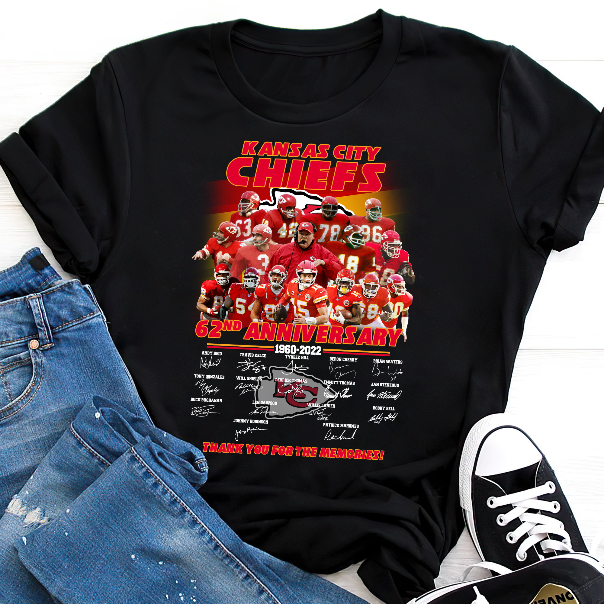 Kansas City Chiefs 62nd Anniversary 1960-2022 Black Unisex T-shirt