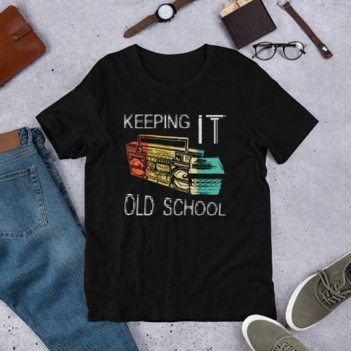 Keeping It Old School Boombox Retro Music Record Vinyl Shirt