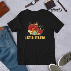 Lets Fiesta Cinco De Mayo Funny Taco Wearing Mask Guitar Short-Sleeve Unisex T-Shirt