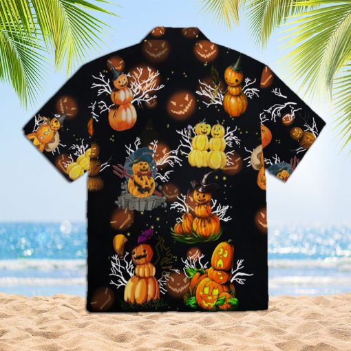 Lets Get Lit Pumpkins 3d All Over Print Button Design For Halloween Hawaii Shirt