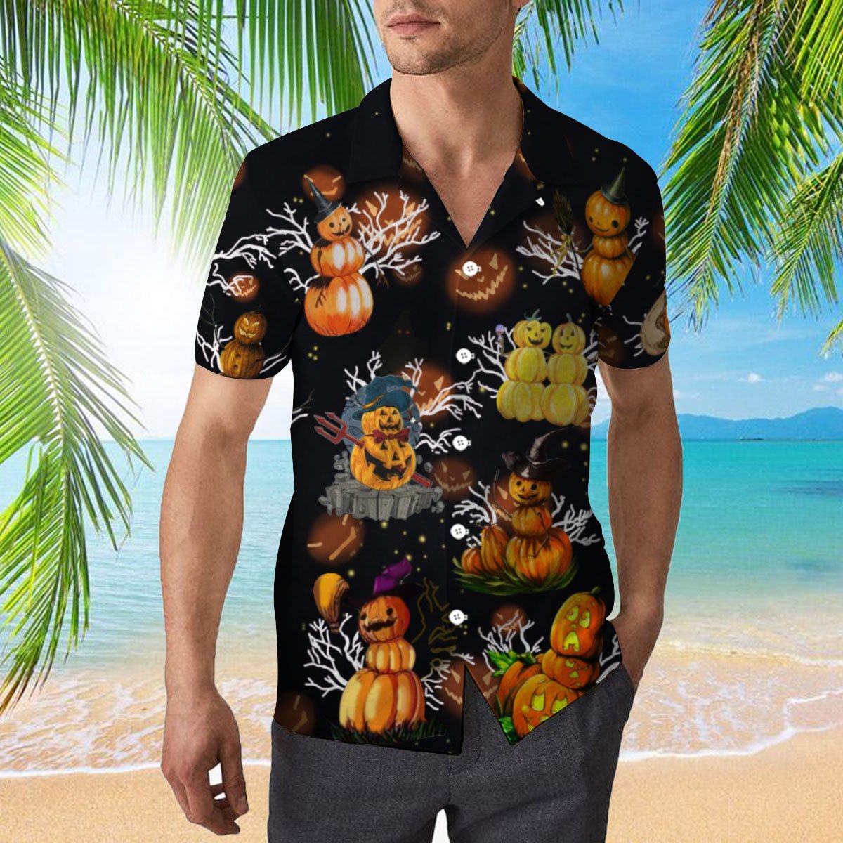 Lets Get Lit Pumpkins 3d All Over Print Button Design For Halloween Hawaii Shirt