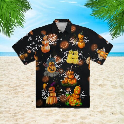 Lets Get Lit Pumpkins 3d All Over Print Button Design For Halloween Hawaii Shirt