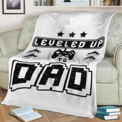 Leveled Up To Dad Fleece Blanket Throw Blanket Gift