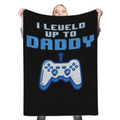 Leveled Up To Dad Fleece Throw Blanket Best Seller Fleece Blanket Throw Blanket Gift 2