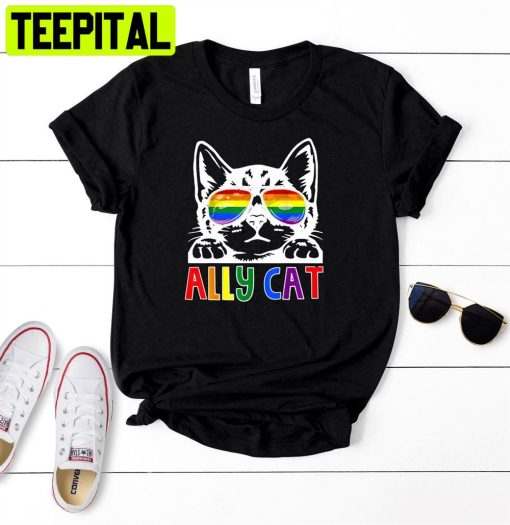 Lgbt Ally Cat Gay Rainbow Unisex T-Shirt