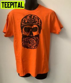 Live Free Inscribed Skull Orange Unisex T-Shirt