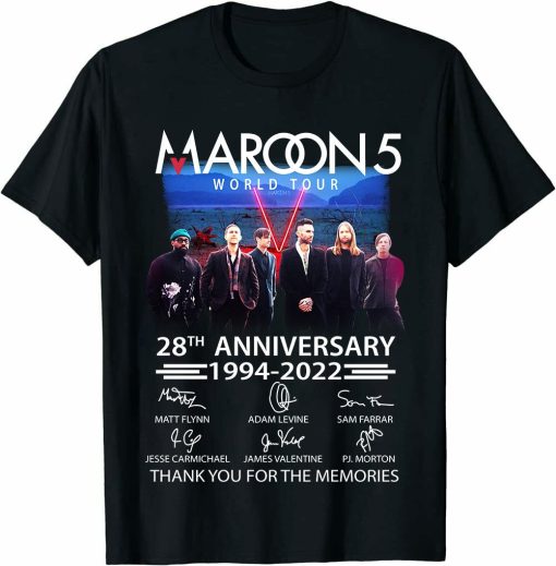 Maroon 5 28th Anniversary Signature Maroon 5 Thank You For The Memories Shirt