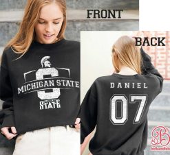 Michigan State Spartans Football Ncaa Sports Front Back Customized Text Number Unisex Sweatshirt