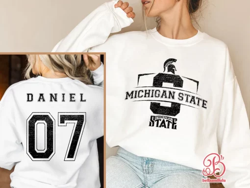 Michigan State Spartans Football Ncaa Sports Front Back Customized Text Number Unisex Sweatshirt