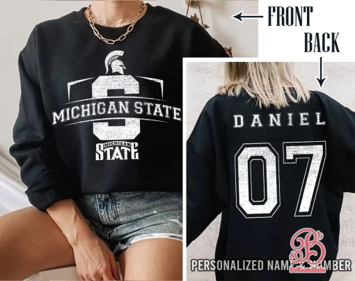 Michigan State Spartans Football Ncaa Sports Front Back Customized Text Number Unisex Sweatshirt