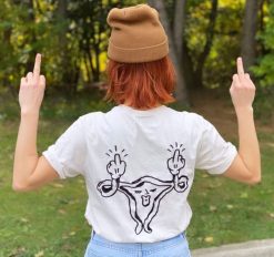 Middle Finger Uterus Shirt Pro Choice Feminist Women’s Pro-Choice Unisex T-Shirt