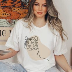 Minimal Line Drawing Tiger Shirt