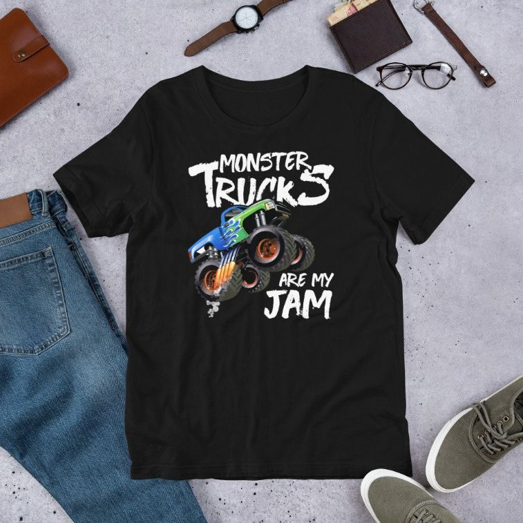 Monster Truck Are My Jam Vintage Retro Racing Trucks Lover Short-Sleeve Unisex T-Shirt