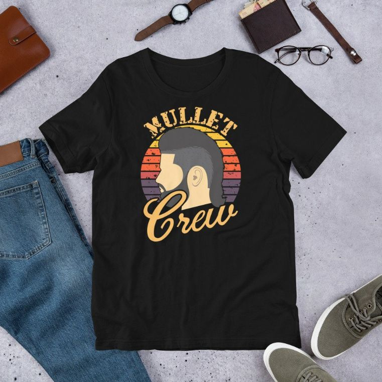 Mullet Crew Vintage Retro Hairstyle Squad Unisex T-shirt