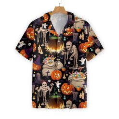 Mummy And Bags Of Sweets 3d All Over Print Summer Button Design For Halloween Hawaii Shirt