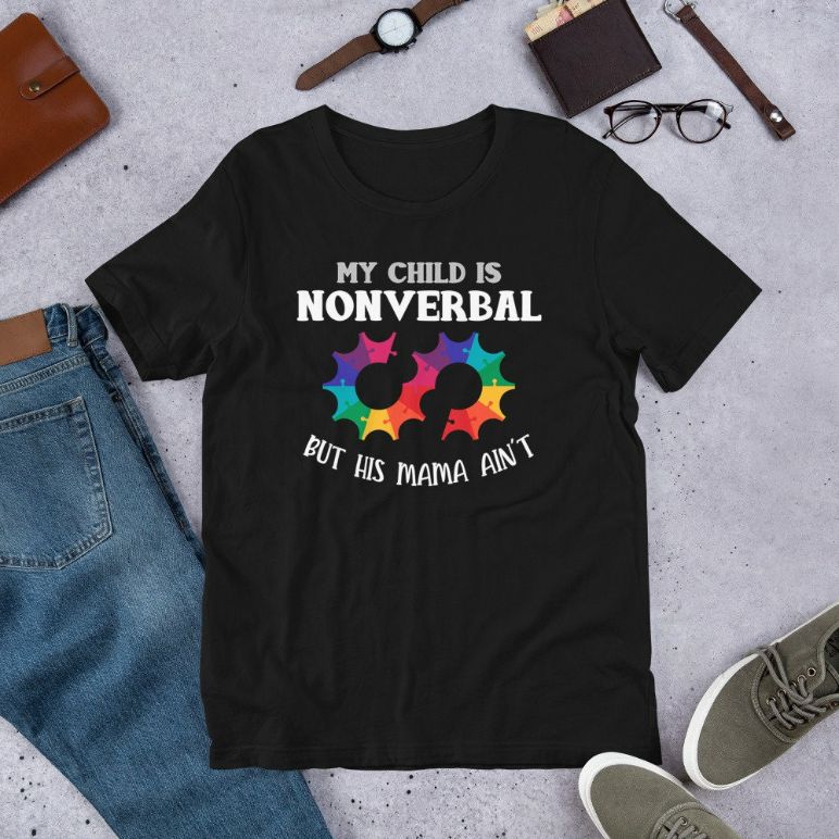 My Child Is Nonverbal Mom Autism Awareness Puzzle Piece Short-Sleeve Unisex T-Shirt