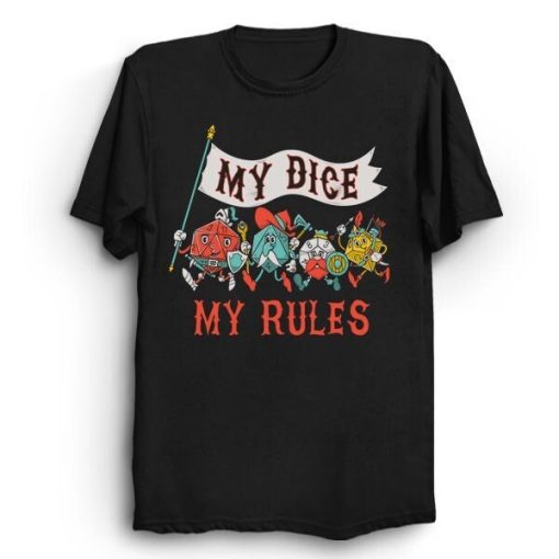 My Dice My Rules Vintage Cartoon Fantasy Dice Gamer Geek Table Unisex T-Shirt