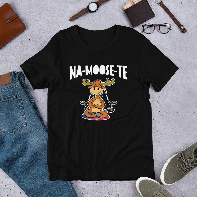 Namaste! Na-Moose-Te Hippy Style Funny Animal Yoga Meditation Shirt