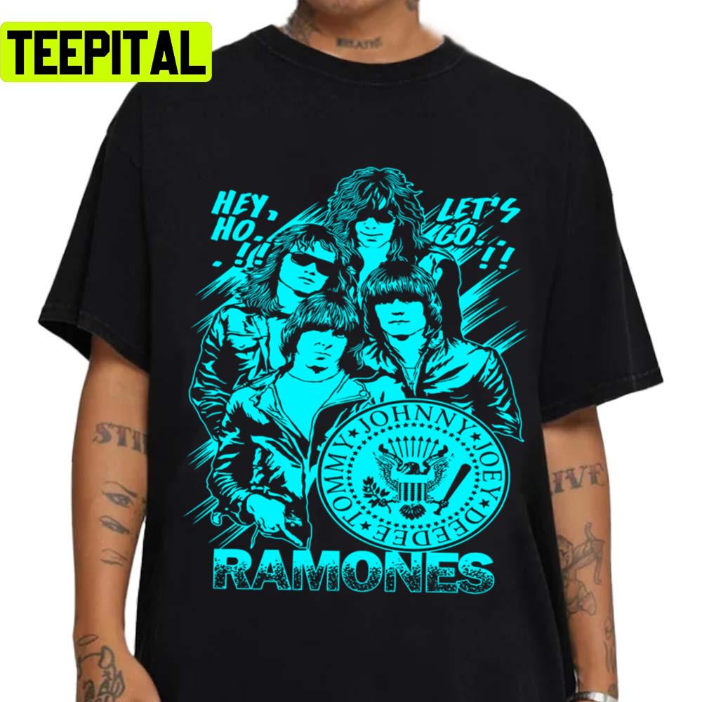 Neon Art Hey Ho Lets Go Ramones Band Unisex T-Shirt