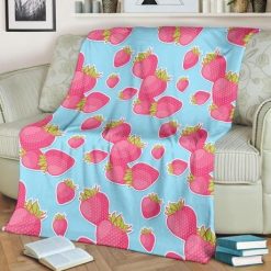 Neon Pink Strawberry Best Seller Fleece Blanket Throw Blanket Gift