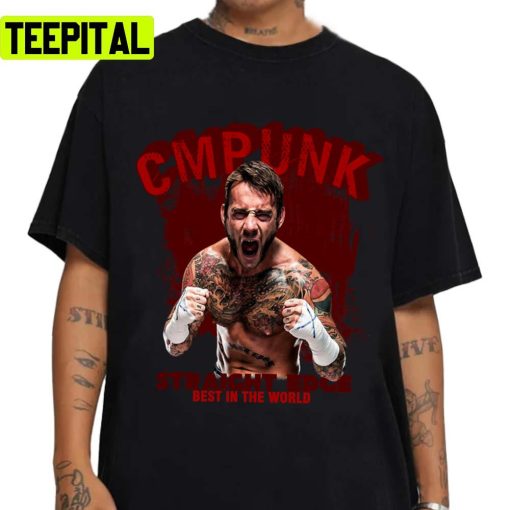 New Red Art Cm Punk Straight Edge Wwe Wrestling Unisex T-Shirt