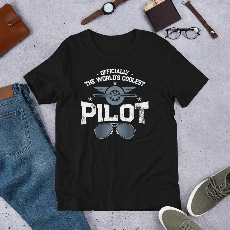 Officially The Worlds Coolest Pilot International Civil Aviation Day Flight Gift Short-Sleeve Unisex T-Shirt