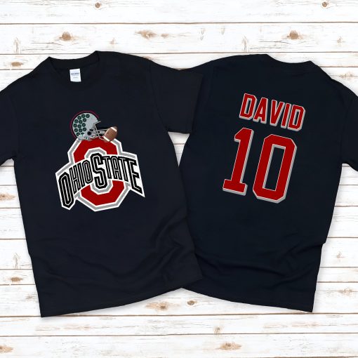 Ohio State University Football Ncaa Sports Front Back Customized Text Number Unisex T-Shirt