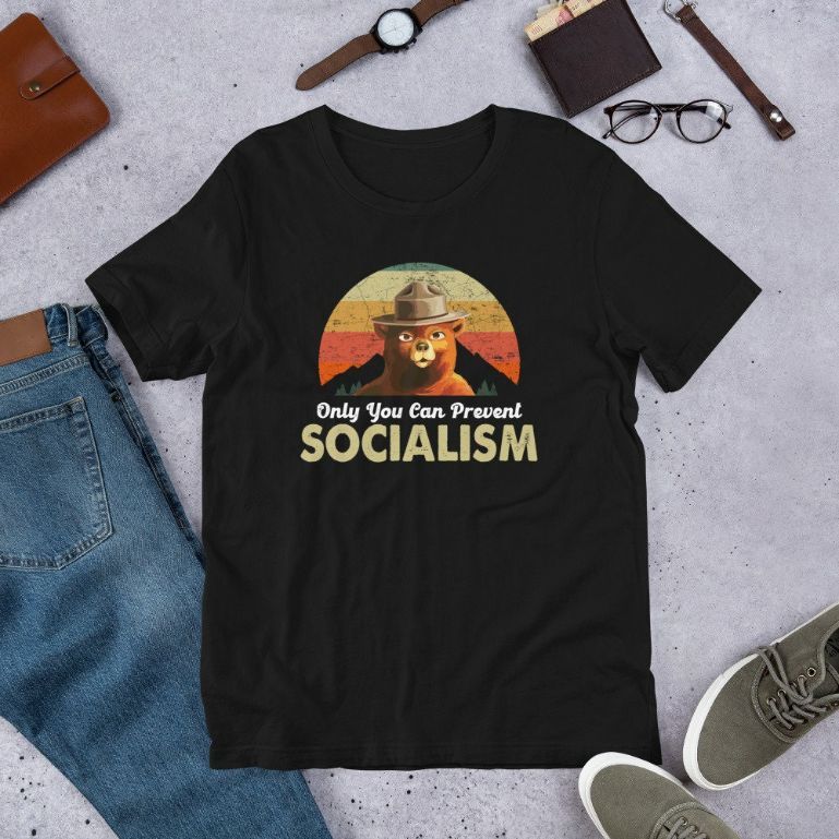 Only You Can Prevent Socialism Bear - Vintage Funny Short-Sleeve Unisex T-Shirt